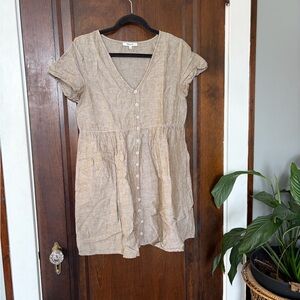 Madewell Tan Button-Front Mini Dress